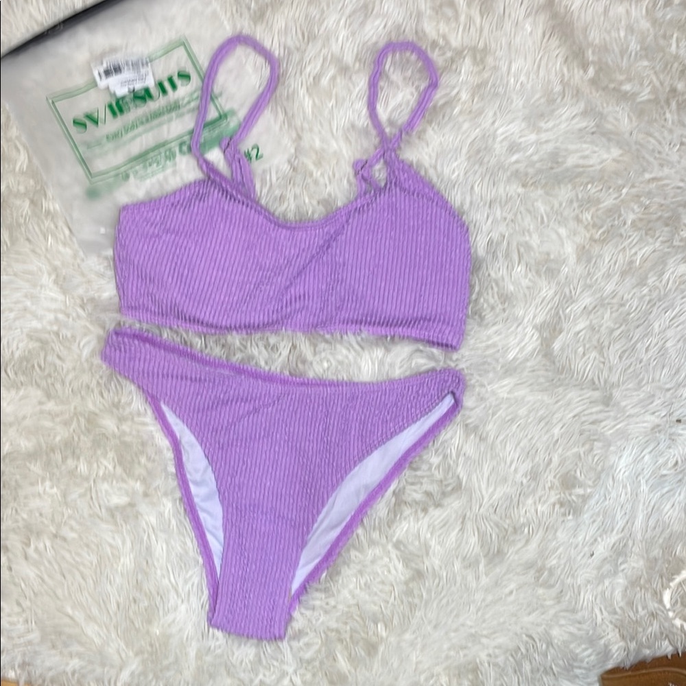 SVELTUS Purple Ribbed Bikini Set